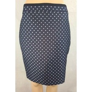 NWT Ann Taylor (6P) Black w/Gray Polka-Dots Pencil Lined Skirt